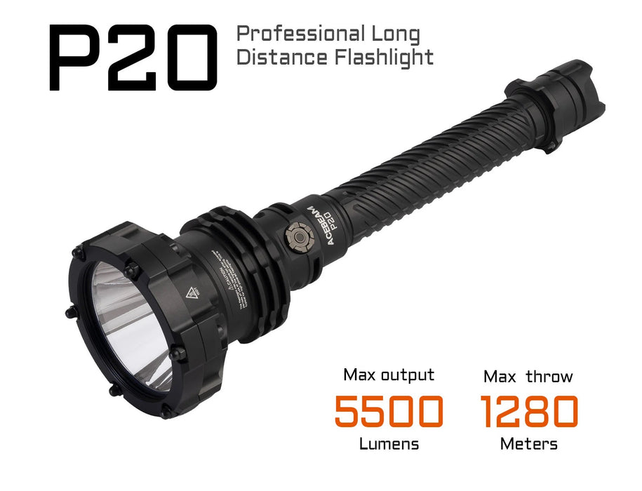 AceBeam P20 Professional Long Distance Flashlight - 5500 Lumens, 1280 Metres