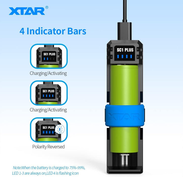 XTAR SC1 PLUS Single Bay Battery Charger and Power Bank