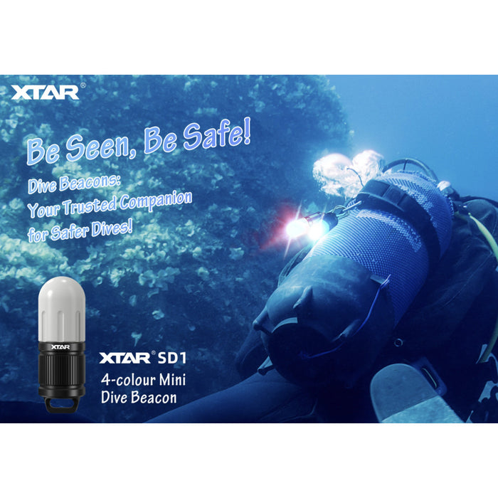 XTAR SD1 Mini Diving Beacon Light with 4 LED Colours in 1