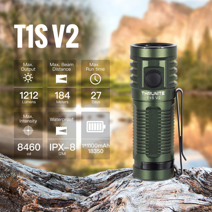 Thrunite T1S V2 Mini Rechargeable 1212 Lumen Torch – 184 Metres