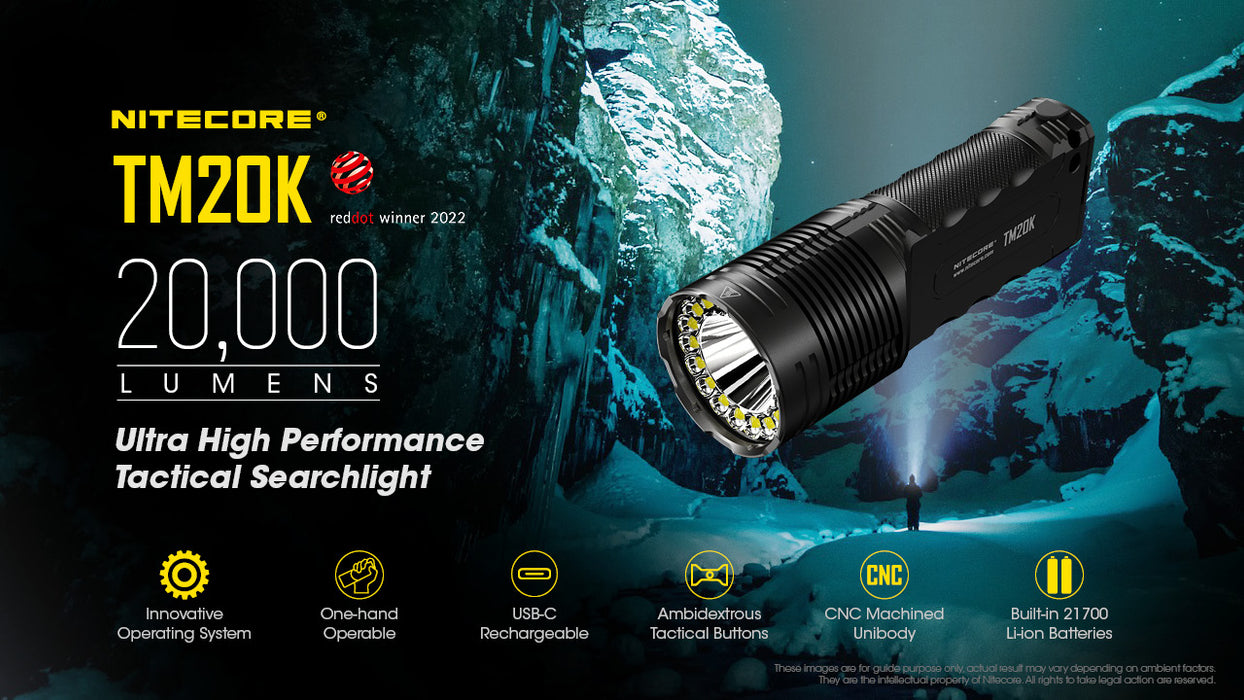 Nitecore TM20K Rechargeable High Performance Searchlight - 20,000 Lumens, 290 Metres