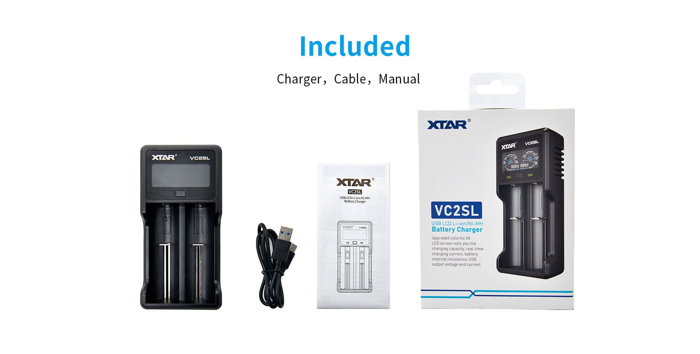 XTAR VC2SL Fast Charging 2-Bay Battery Charger and Power Bank