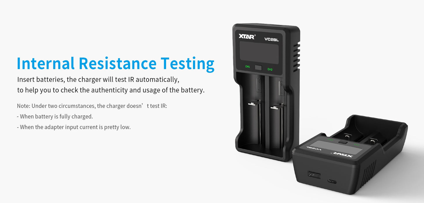 XTAR VC2SL Fast Charging 2-Bay Battery Charger and Power Bank