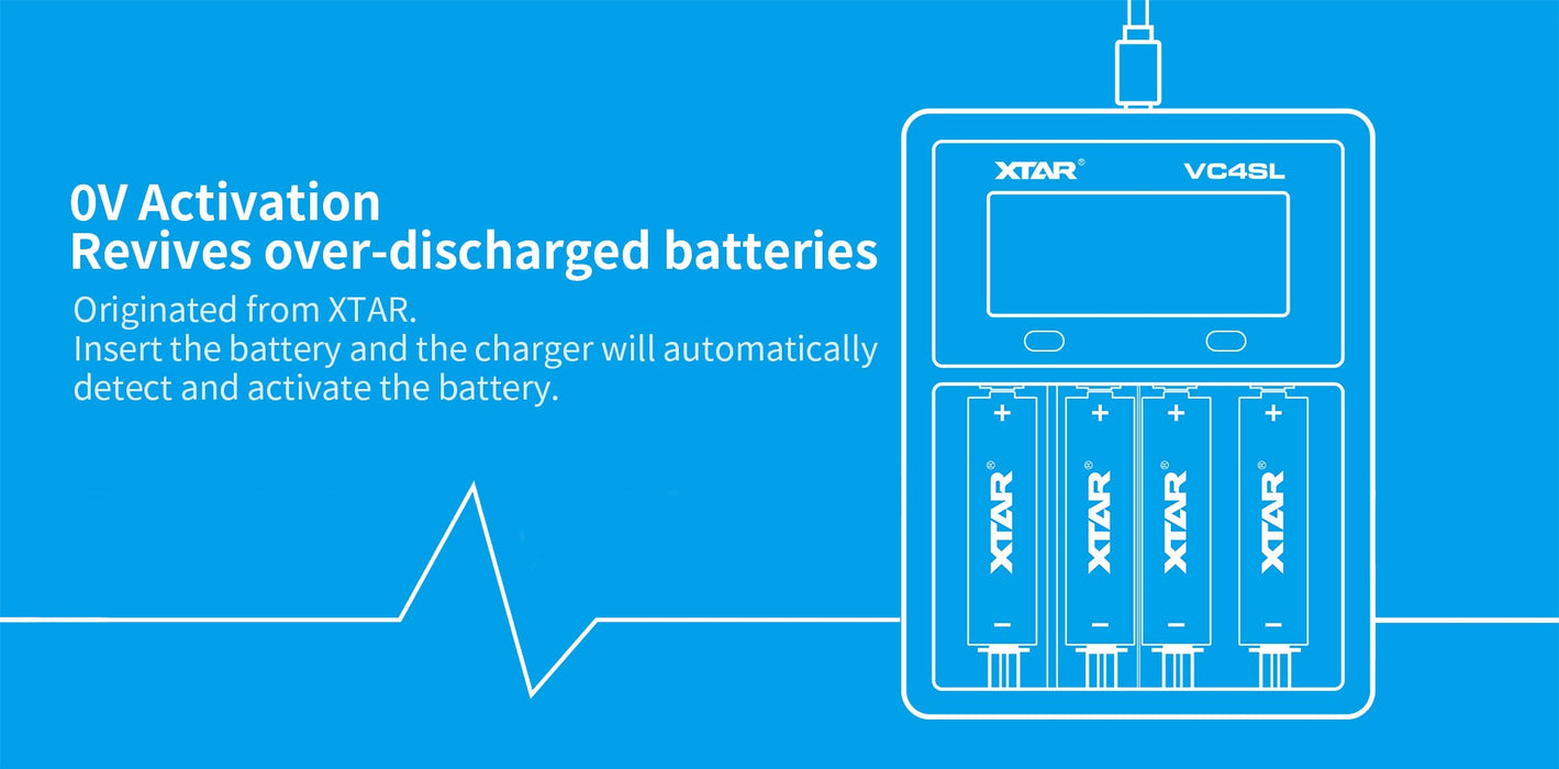 XTAR VC4SL Fast Charging 4-Bay Battery Charger and Analyser