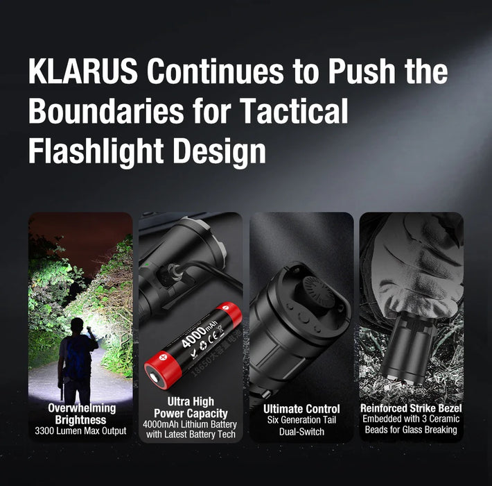 Klarus XT11GT Pro V3.0 Rechargeable Tactical Torch – 3300 Lumens, 380 metres