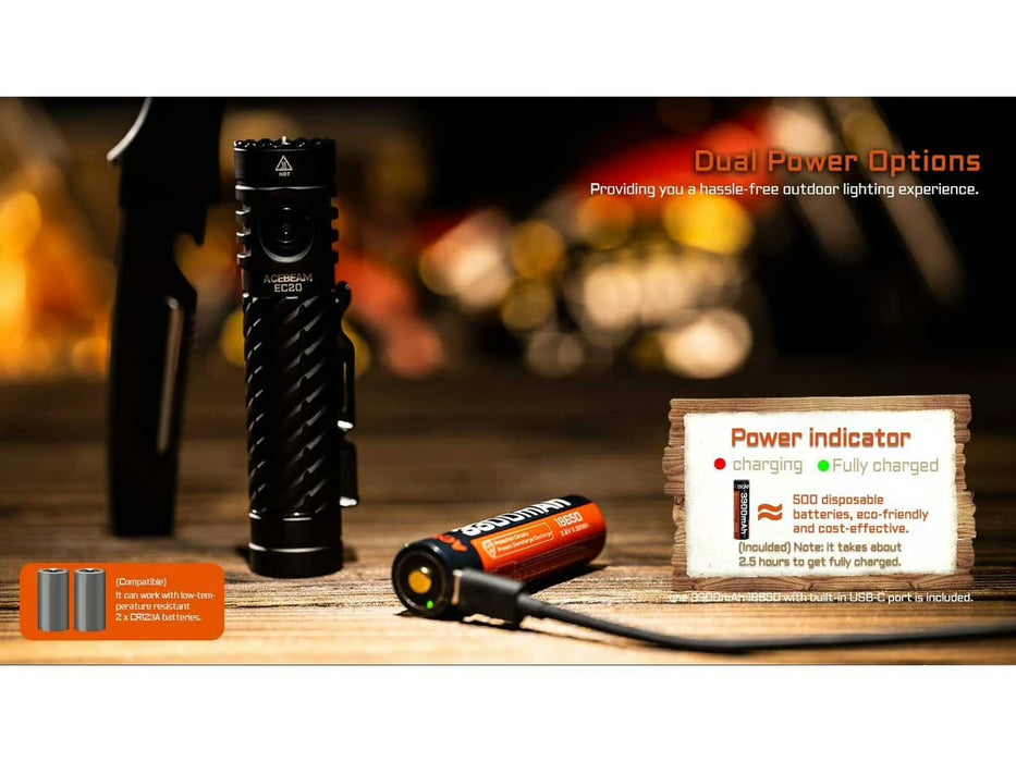 AceBeam EC20 RGBW Pocket Torch with Magnetic Base - 2800 Lumens, 310 Metres