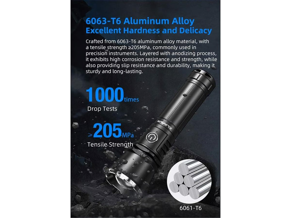 Klarus A3 Rechargeable Zoomable Flashlight – 2200 Lumens, 750 Metres